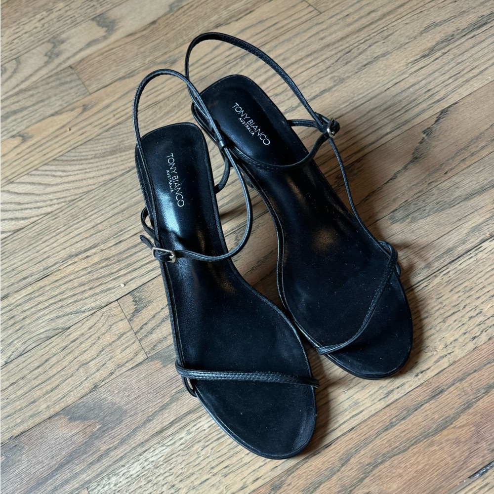 Tony Bianco Black Strappy Slingback Heels